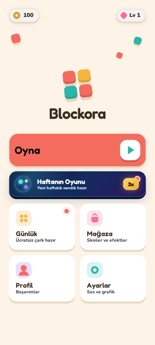 Blockora ana menü